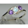 thumbnail image 2 of LBG British Made 925 Sterling Silver Natural Opal & Amethyst Womens Trilogy Ring - 33 size options - Size 5.75, 2 of 6