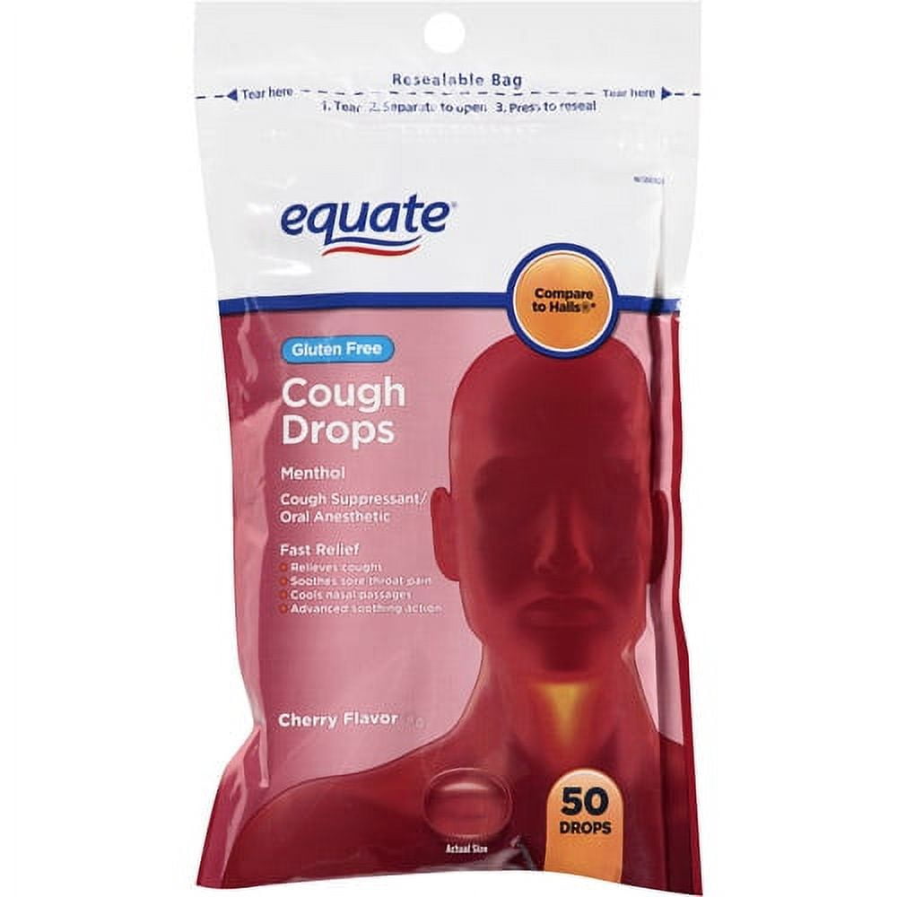 Equate Menthol Cherry Flavor Cough Drops, 50ct