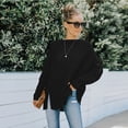 thumbnail image 1 of Crew Neck Mixed Knit Pattern Zipper Slit Long Sleeve Sweater, 1 of 3