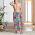 thumbnail image 2 of Pofeuu blue pink colorful cracked texture Print Men's Pajama Pants, Soft Lounge Pajama Pants with big pockets for Men Plaid Pj Bottoms-Large, 2 of 6