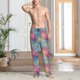 thumbnail image 2 of Fotbe blue pink colorful cracked texture Pantalones de Pijama para Hombre, Pantalones de Dormir, Pantalones de Casa con Cintura Ajustable y Bolsillos-X-Large, 2 of 6