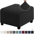 thumbnail image 2 of stanreset Office Hotel Simple Design Solid Color Elastic Ottoman Slipcover Living Room Footstool Cover Protector Accessory Black, 2 of 6