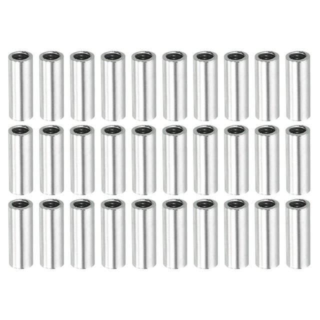 Unique Bargains Round Coupling Nut M4x0.7mm 15mm Threaded Sleeve Connector Rod Bar Stud Tube 30 Pack