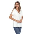 thumbnail image 2 of White Mark Women's Keyhole Neck Cutout Short Sleeve Top, 2 of 6