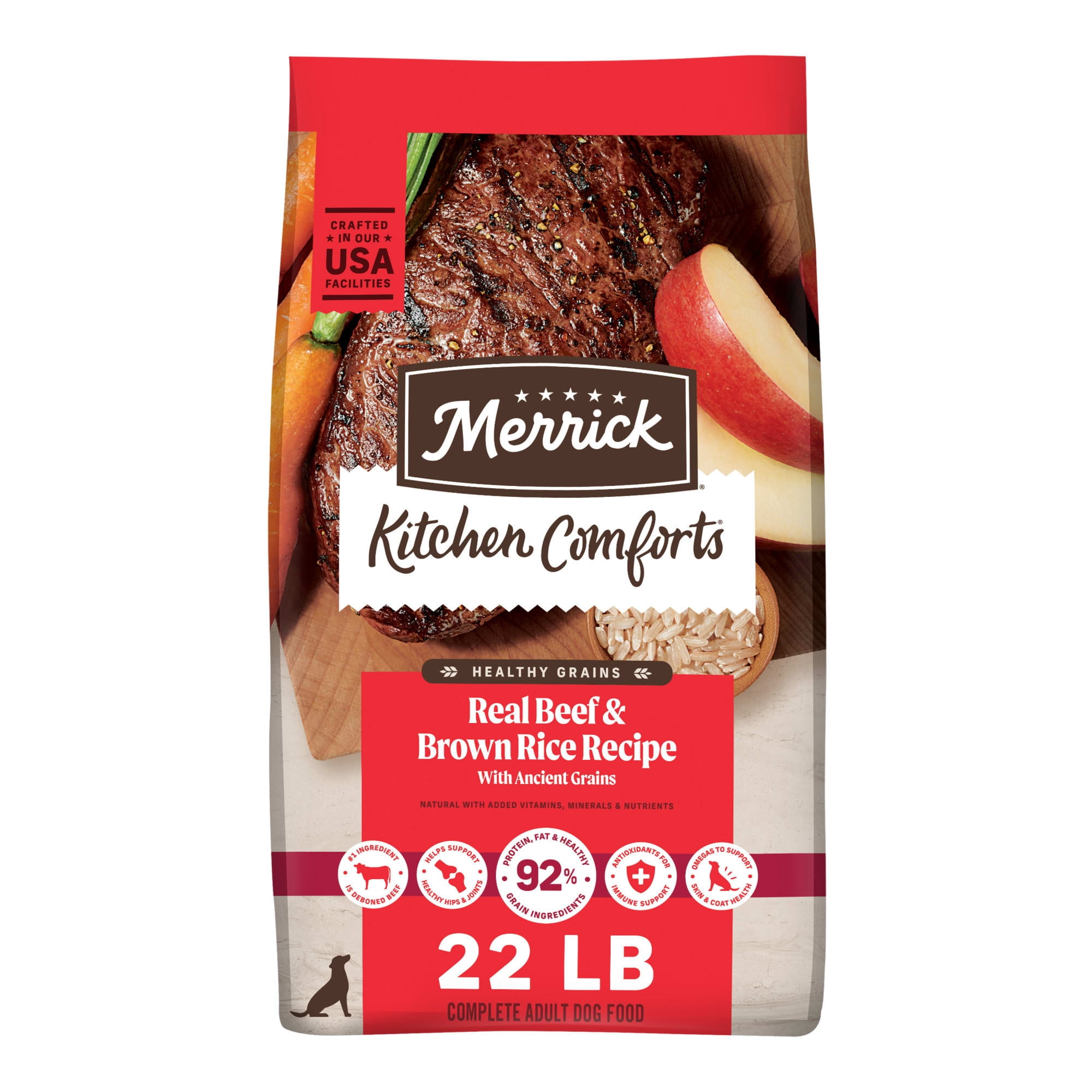 Merrick Kitchen Comforts Premium Real Deboned Beef Adult Dry Dog Food 22 lbs.