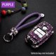 thumbnail image 5 of Seitruly Funda portátil para llave de coche, soporte de almacenamiento, organizador de llavero de diamantes de imitación con decoración de cordón, Teléfono y Comunicación Morado oscuro, 5 of 6
