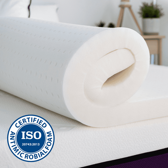 Polysleep Memory Foam Mattress Topper - 2 Inch Antimicrobial Medical Grade Hybrid Breathable Foam for A Comfortable Sleep, 100% Made in Canada