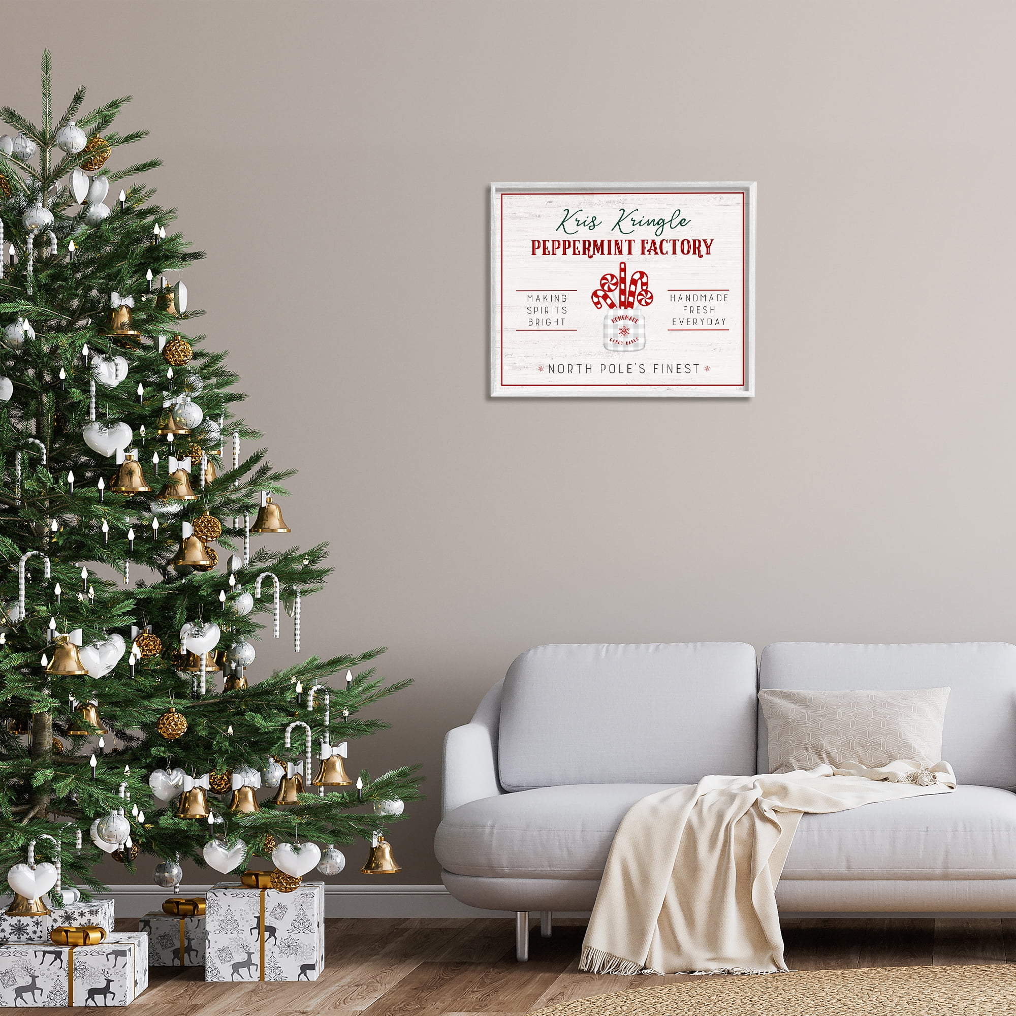 Stupell Industries Holiday Peppermint Factory Holiday Painting White Framed Art Prints Wall Art, 30 x 24