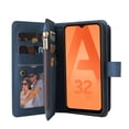 thumbnail image 5 of Zipper Wallet Case for Samsung Galaxy A73 5G, [15 Card Slots] [Zipper Pocket] Luxury PU Leather Flip Folio Cover with [Magnetic] [Wrist Hand Strap] [Kickstand] Skin-Feeling Shockproof Case,Blue, 5 of 10
