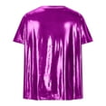 thumbnail image 4 of Posijego Women's Metallic Shiny Shirts Sparkly Short Sleeve T-Shirts Club Evening Party Tops Clubwear, 4 of 5