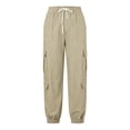 thumbnail image 6 of Endives Cargo Pants For Women Baggy Wide Leg Pant High Waisted Joggers Athletic Trousers Cuffed Pants With Pockets Beige, 6 of 7