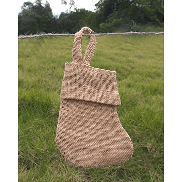 AK-Trading Burlap Jute Holidays Christmas Stockings - Pack of 6 (Natural Burlap, 6" x 5")