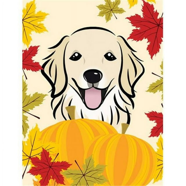 Carolines Treasures BB2011CHF Golden Retriever Thanksgiving Canvas House Flag