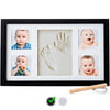 Baby Handprint Kit |NO Mold| Baby Picture Frame, Baby Footprint kit, Perfect for Baby Boy Gifts,Top Baby Girl Gifts, Baby Shower Gifts, Newborn Baby Keepsake Frames (Deluxe, Black)