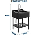 thumbnail image 3 of Rugerasy Stainless Steel Utility Sink,Freestanding Commercial Sink,Adjustable Leg with Hot and Cold Water Faucet,Hoses and Drain Kit,Large Laundry Tub for Kitchen,Garage,Bathroom,Outdoor Use, 3 of 7
