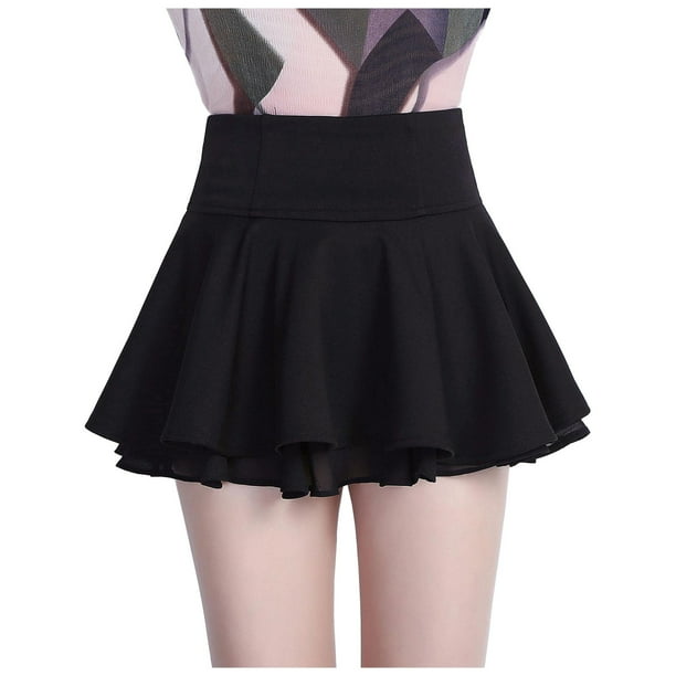 Minifalda plisada de gasa para mujer: corte A de cintura alta, cintura elástica, tallas S-XL, 92 % poliéster. Bonita falda informal.