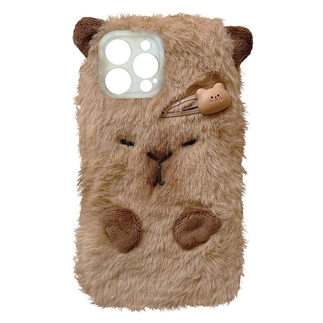 iPhone Capybara Fuzzy Case Plush Soft and Lightweight Protective and Fashionable with Keychain