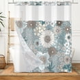 thumbnail image 2 of MIZHONA Rustic Shower Curtain with Snap in Liner,White Dasiy Flower Fabric Bathroom Curtain,71"× 86", 2 of 6