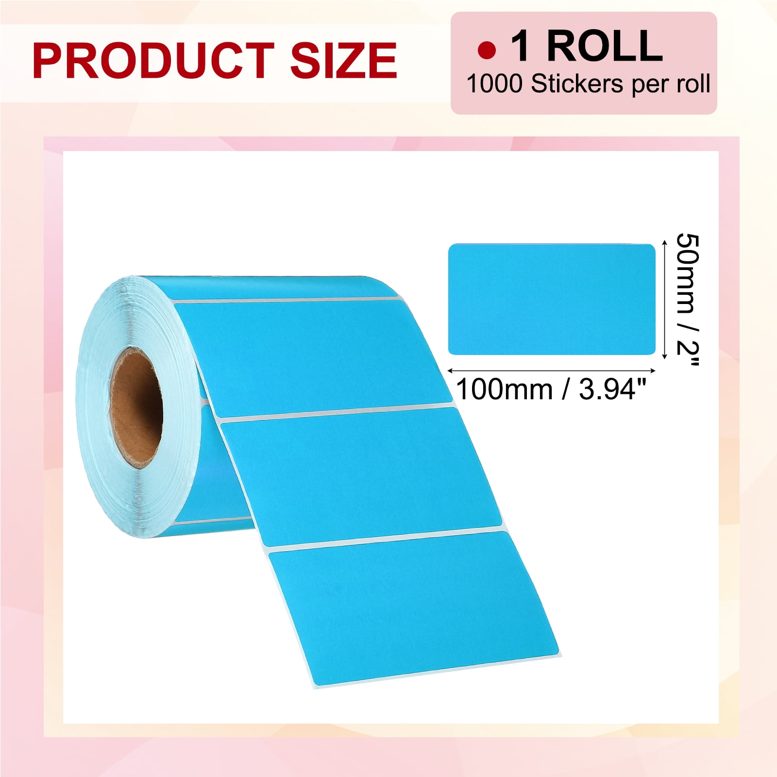 Uxcell 1000Pcs Thermal Labels 2x3.94" Thermal Printer Labels Stickers Self Adhesive Tags Rectangle Paper Roll Small for Printer Shipping Label Mailing UPS Barcode Address Blue