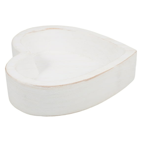 UPKOCH Heart Shaped Plate for Fruit Holder in White Wood 19.0X18.0X5.0in 1Pack