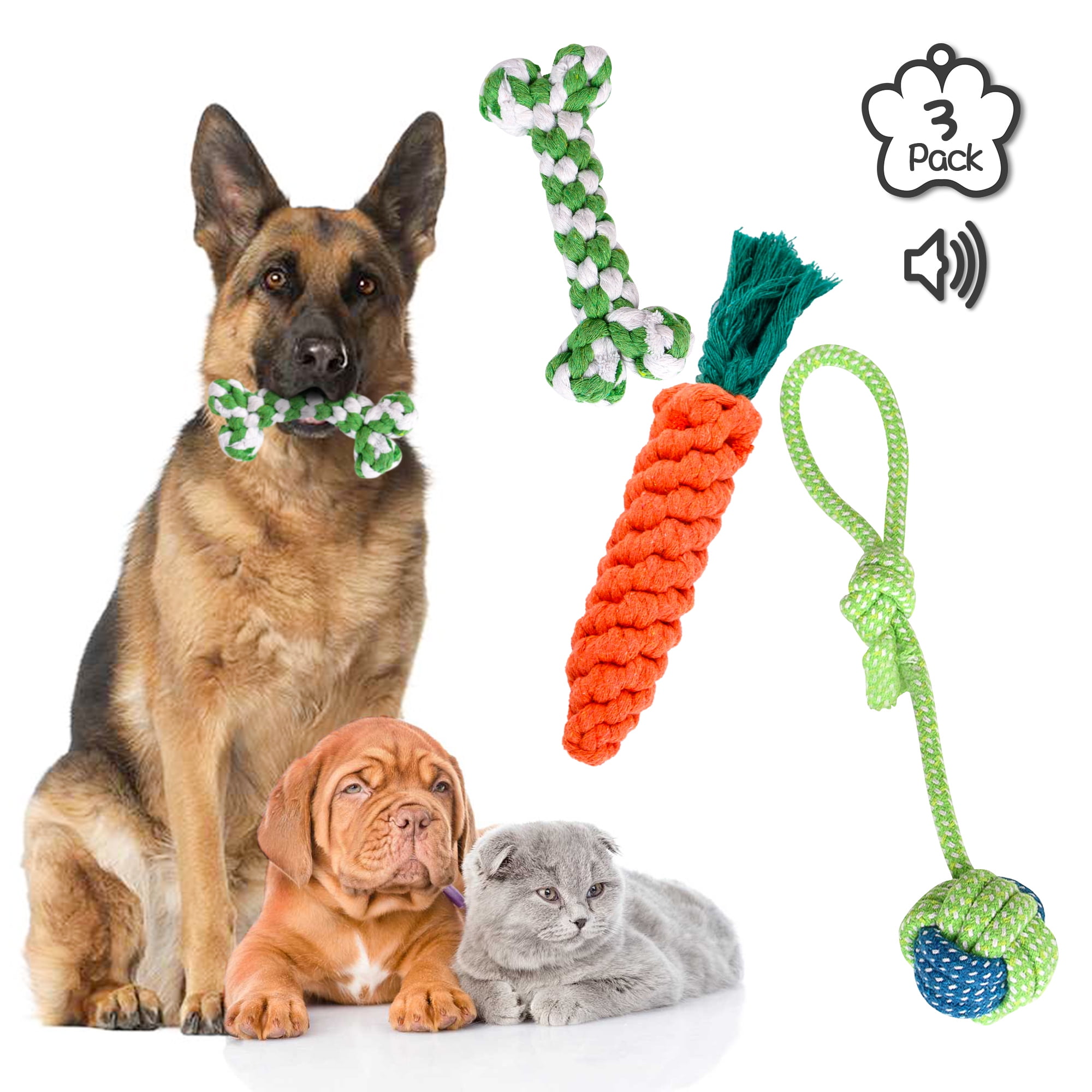 Kepooman Dog Chew Toy for Teething Chewing and Playtime, No Stuffing Plush Animal Dog Squeaky Toy, 3 Pack, Multi-color Kepooman Dog Chew Toy for Teething Chewing and Playtime, No Stuffing Plush Animal Dog Squeaky Toy, 3 Pack, Multi-color