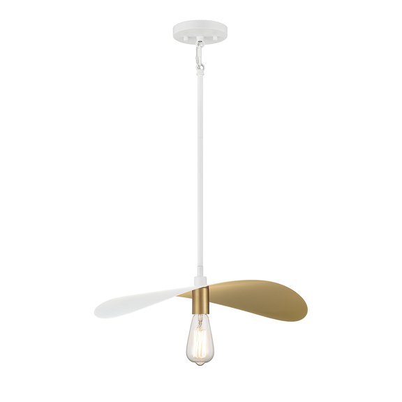 Trade Winds Sophie 1-Light Pendant in White and Painted Gold