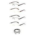 thumbnail image 1 of 4 Pairs - "Algebra" Squared Half Frame Metal Reading Glasses with Landyard, +2.50, 1 of 5
