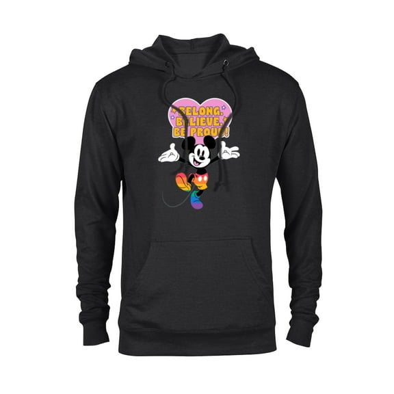 Disney Mickey Mouse Pride Rainbow Belong Believe Be Proud! - Pullover Hoodie for Adults - Customized-Black