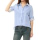 thumbnail image 1 of CamiDe Mujer Con Cuello De SolaY Mangas Largas Enrolladas Con Botones Azul Claro 3XL, 1 of 5