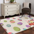 thumbnail image 4 of Rectangle Area Rug 4x6ft, Easter Colorful Eggs on Linen Non-Shedding Washable Area Rug, Retro Farmhouse Truck Bunny Non Slip Low-Profile Rugs for Living Room, Bedroom Dining Room, 4 of 9