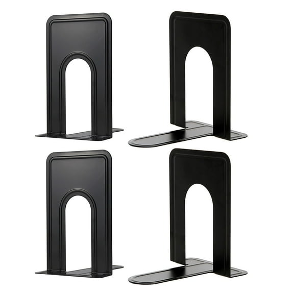 Clearance Under 5$ 2 Pairs of Black Bookends, Fdelink 2 Pairs Bookend Stopper Non Slip Bracket Book Book End &Craft&Stationery