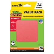 Gator Red Resin Multi-Surface Clamp-on 1/4 Sanding Sheets Assorted Grit, 24 Pack