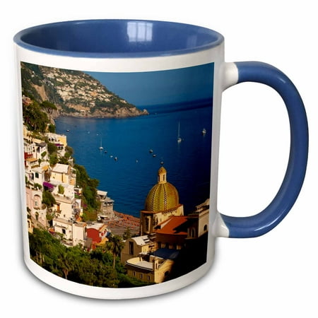 3dRose Amalfi coast, hillside of Positano, Campania, Italy - EU16 BJN0038 - Brian Jannsen - Two Tone Blue Mug,
