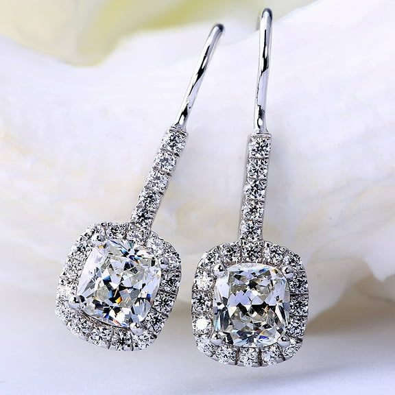 Women S925 Silver Garnet Diamond Stud Earrings