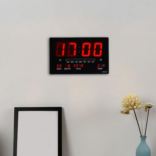 Reloj de pared digital LED Regalo de inauguración de la casa con fecha de día W / Relojes de alarma de temperatura interior para el hogar Dormitorio perfecl Reloj de pared digital