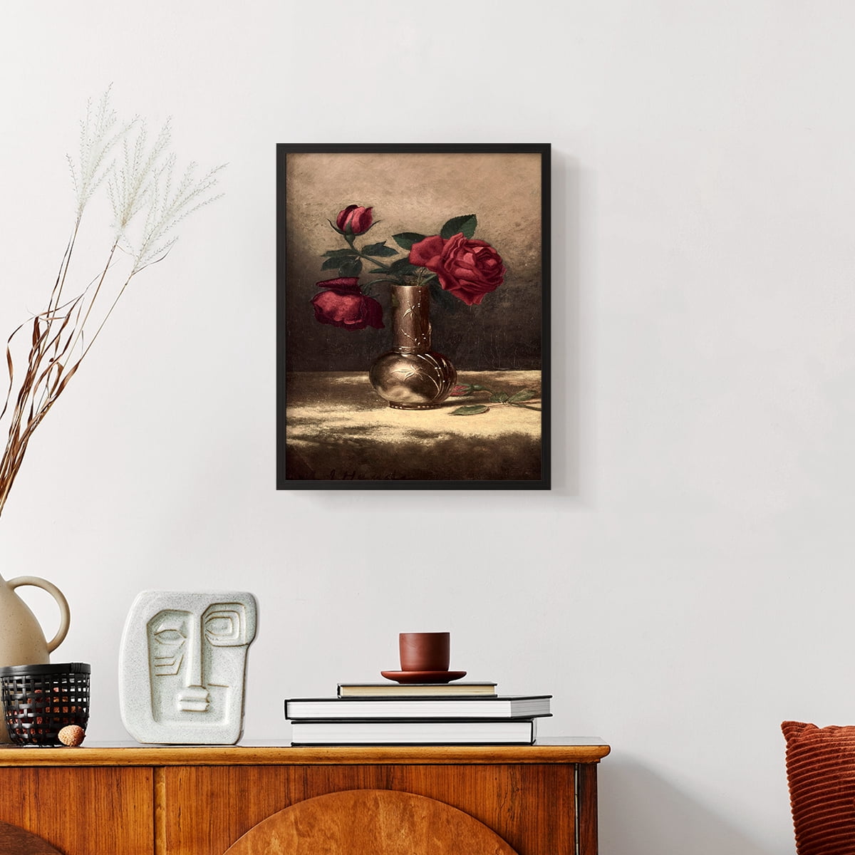 Vintage Floral Print LXVII - 14in. x 11in. Vintage Framed Print in Black Wood Frame