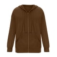 thumbnail image 5 of Soft Fleece Zip-Up Hoodie for Women, Long Sleeve Drawstring Open Front Sweatshirt - Loose Fit Casual Fall Winter Jacket Earthy Yellow L, 5 of 6