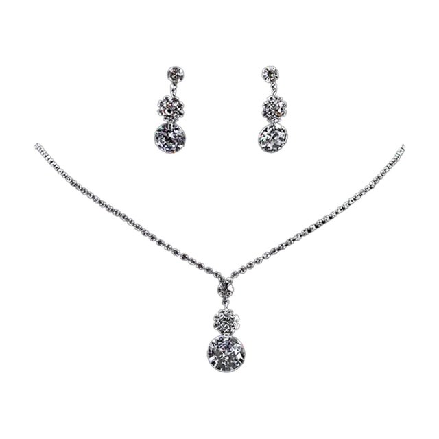 Cheapark Delicate Collarbone Necklace and Earrings Jewelry Set Sparkling Sweet Design Gift Timeless Accessory Valentine's Day R omantic Gift for Her