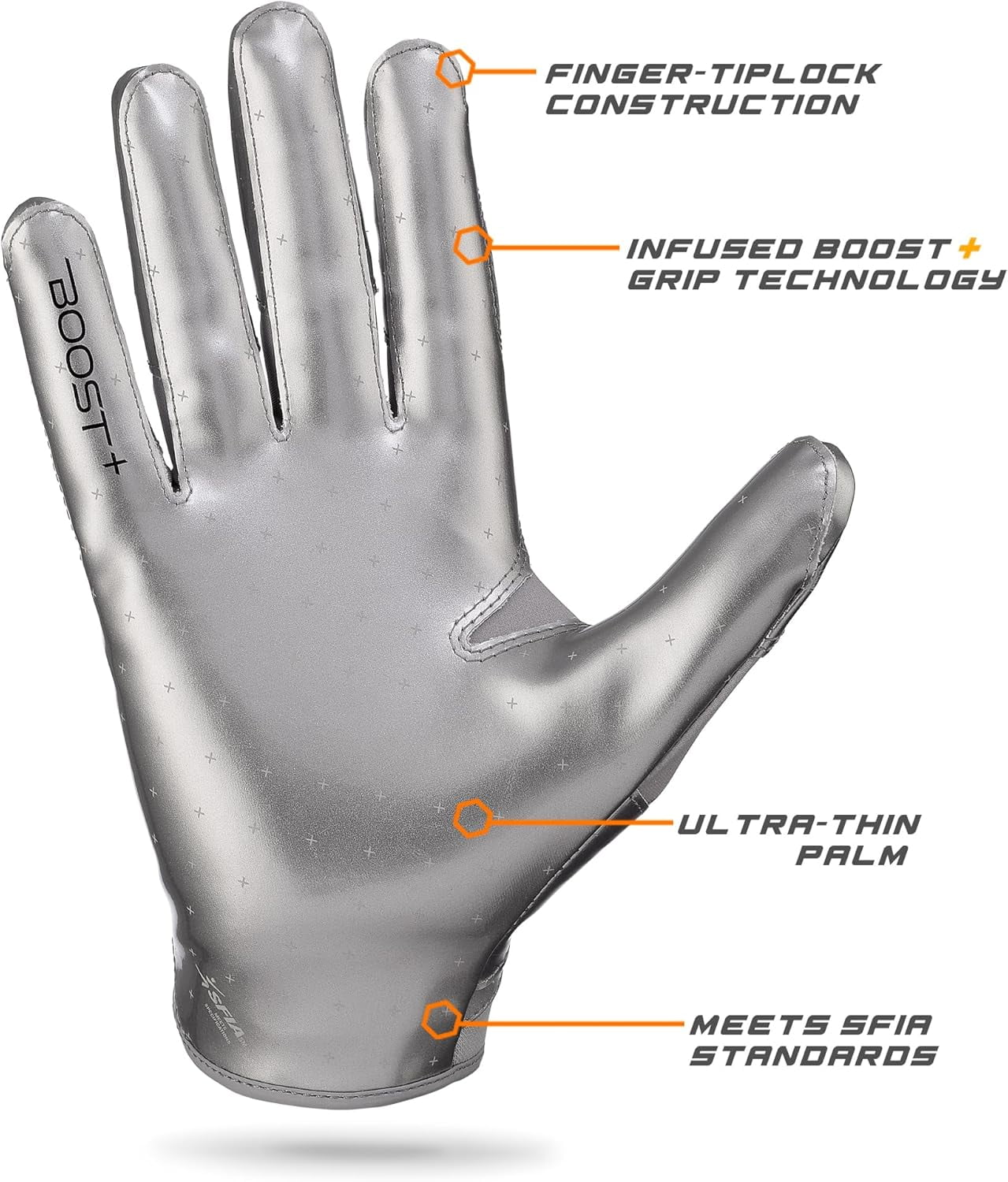 Football Gloves Solid Stealth 6.0 Boost Plus Sticky Receiver Gloves - Men's and Youth Sizes