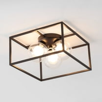 JONATHAN Y Kyle 14" 3-Light Modern Farmhouse Metal/Iron Open-Caged LED Flush Mount, Oil Rubbed Bronze, JYL7911A