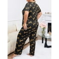 thumbnail image 5 of Womens Plus Size Pajama Soft Silky Print Set Short Sleeve Sleepwear 2 Piece Lightweight Loungewear for Home, 5 of 11