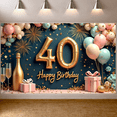 thumbnail image 5 of Gold Glitter 40th Birthday Banner Champagne Theme Display Balloon Decor Firework Design Milestone Celebration Backdrop for 40th Birthday Party Adult Celebration Photo Shoot, 5 of 9