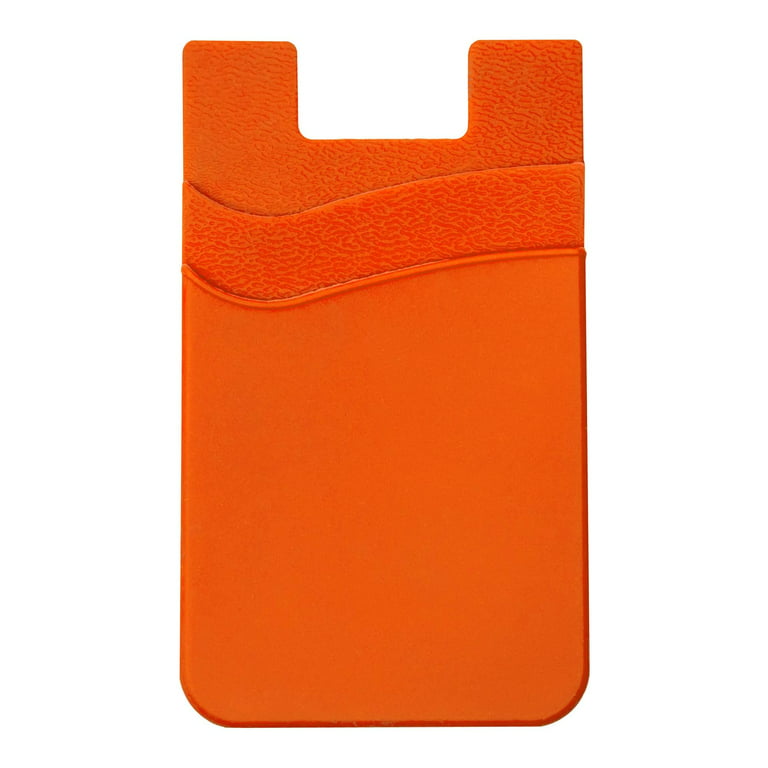 Silicone Phone Card Holder Double Slot Pocket, Stick On Wallet, Adhesive  Credit Card Pouch, Compatible with iPhone & Samsung Galaxy - Orange