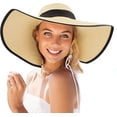 thumbnail image 1 of Sombrero de Paja para Mujer （55-60 cm）, Sombrero de Paja de ala Ancha Grande Sombreros de Playa para Mujer Gorra Enrollable Plegable y Flexible Sombrero de Playa para Sol UPF 50+ Bowknot Fiesta Jard, 1 of 5