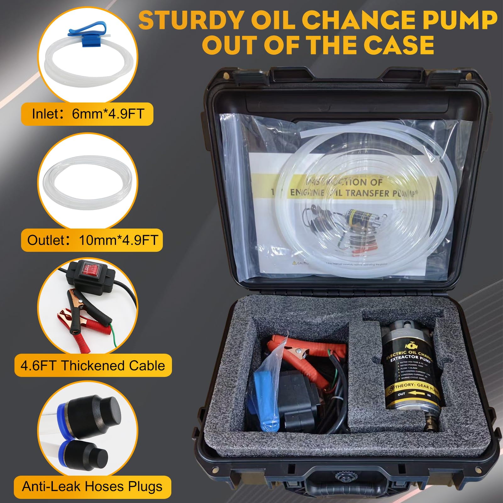 Steauty ​ 12V 100W Electric Oil Transfer Pump, Portable Fluid Extractor for Car Truck Motorcycle Boat