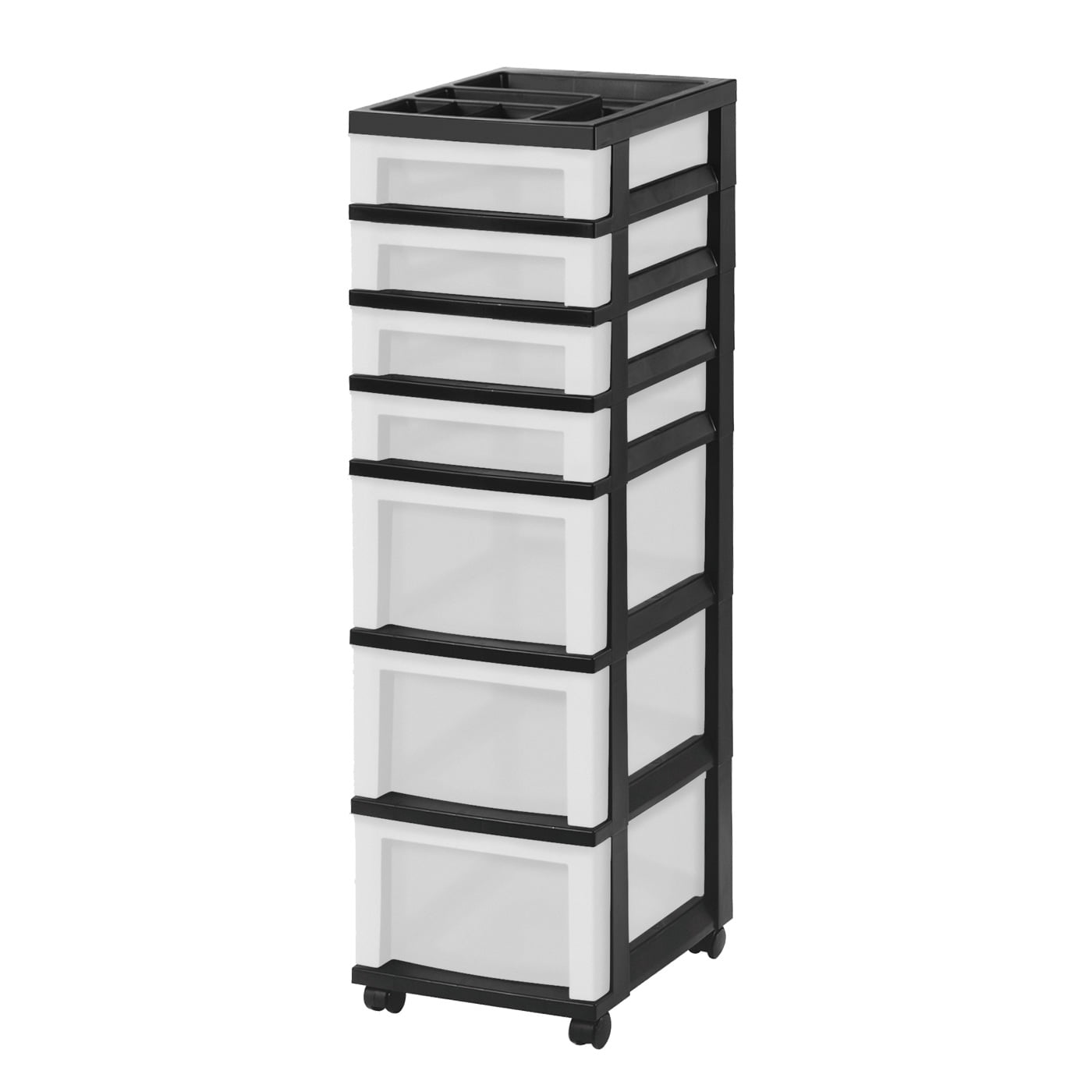 Black IRIS 7-Drawer Rolling Storage Cart with Organizer Top 