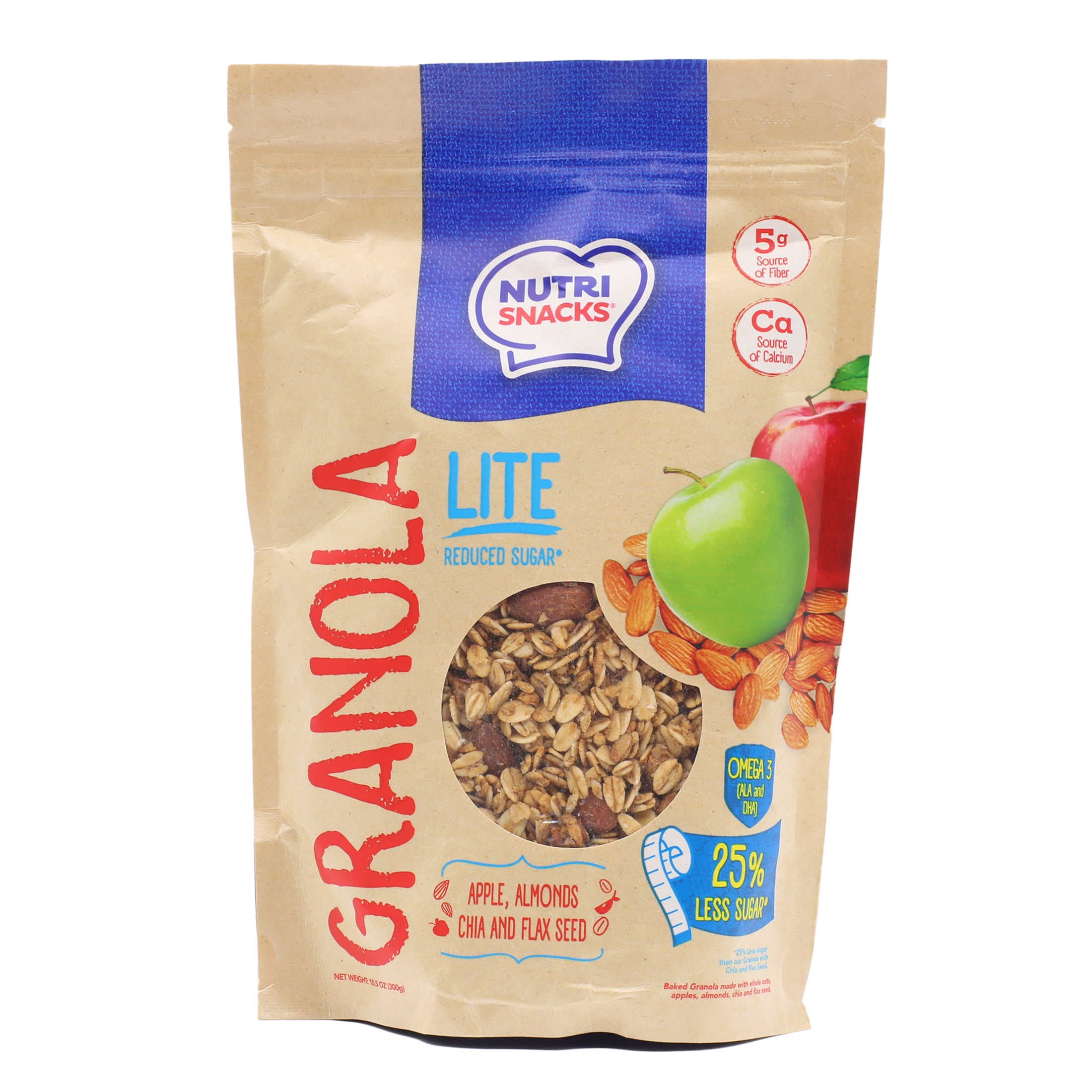 Nutrisnacks Apple and Almond Lite Granola 10.5 oz. Bag Natural, Reduced Sugar