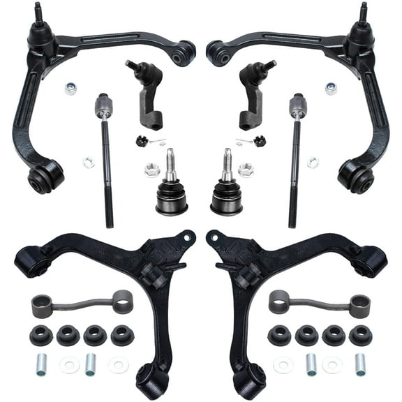 Detroit Axle - 12pc Front End Suspension Kit for 2002 2003 2004 Jeep Liberty 2 Upper Control Arms w/Ball Joints 2 Lower Control Arms 2 Lower Ball Joints 4 Tie Rods 2 Sway Bars Replacement
