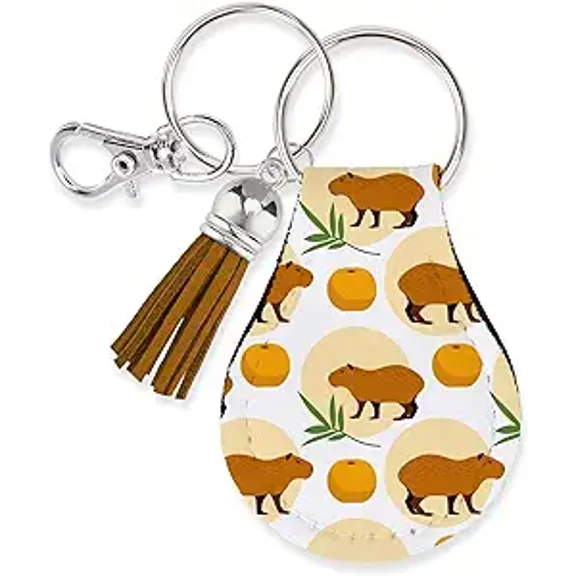 Jolitee Neoprene AirTag Compatible Case Keychain – Durable & Stylish Holder with Secure Ring and Clip, Compatible with Apple AirTag (Capybara Brown)