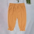thumbnail image 2 of CPNG Toddler Baby Boys Girls Cotton Linen Breathable Wide Leg Sweatpants Elastic Waist Casual Loose Pants Mosquito-Proof Pants Sports Pants(Yellow,12-18 Months), 2 of 6